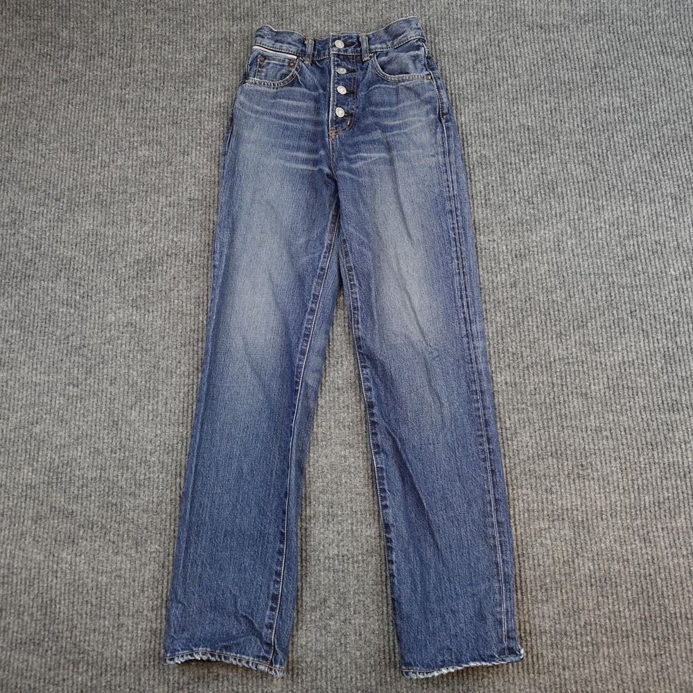 Moussy Vintage Selvedge Jeans Womens 24 Blue High Rise Distressed Japan Denim